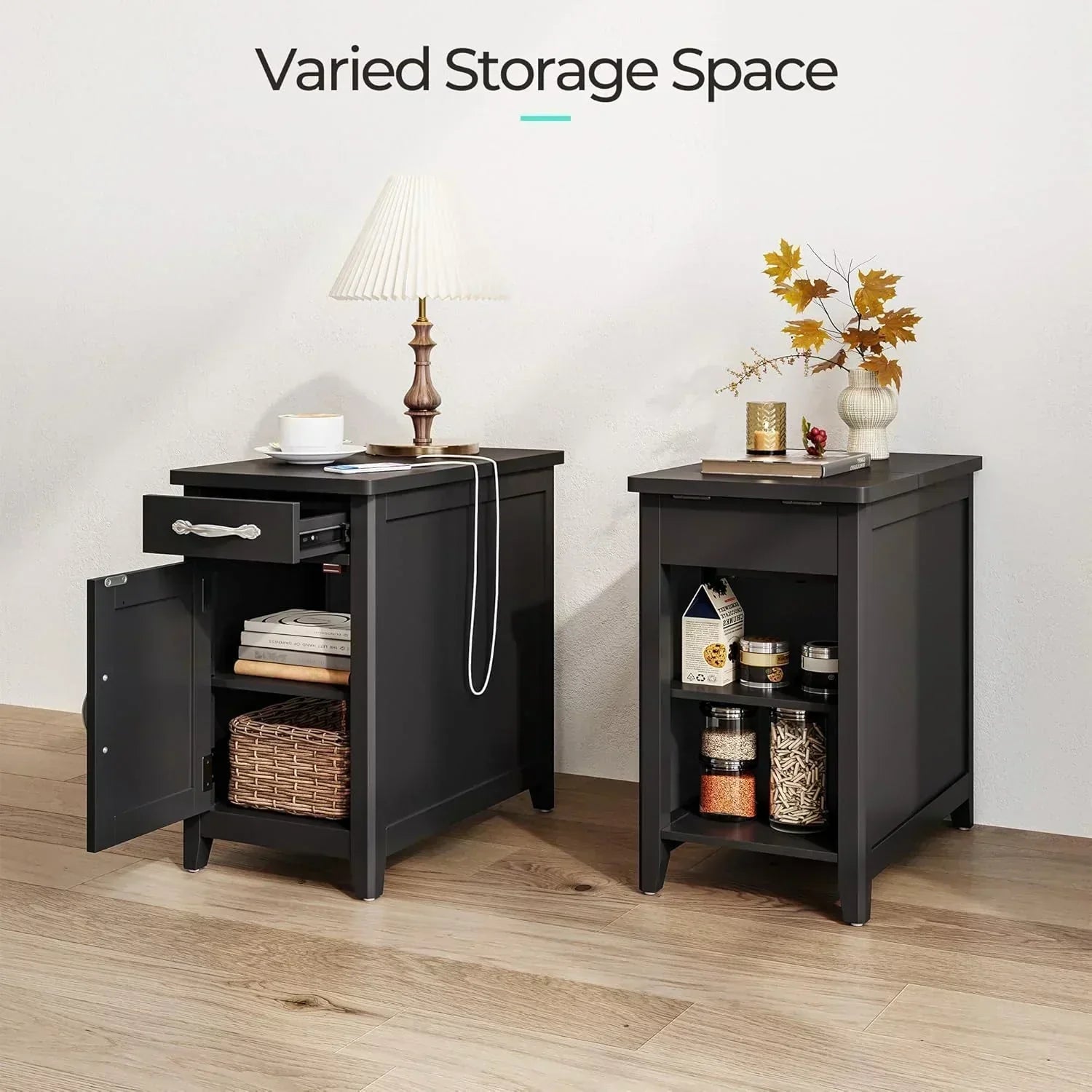 Farmhouse End Table Narrow Side Table Small Nightstand