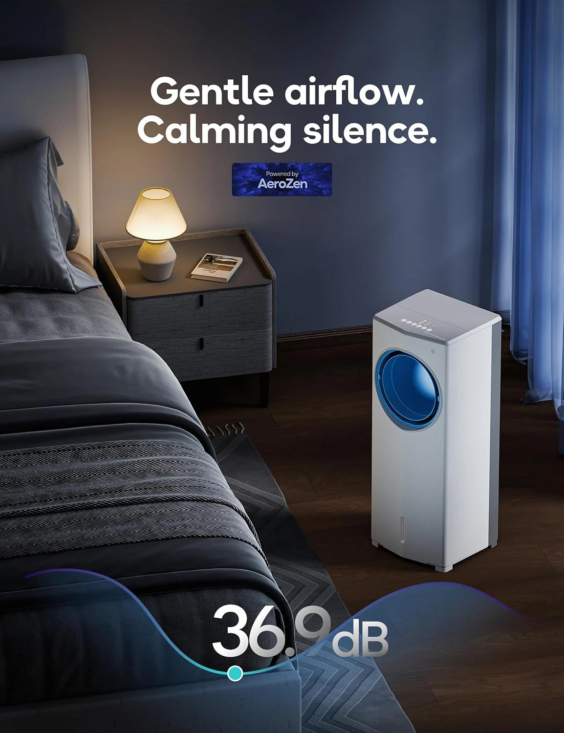 Windowless Portable Air Conditioner, 26.3 Small Evaporative Air Cooler for Room No Window, 3-Speed Settings, 4 Modes, 7H Timer, Remote Control, 4 Ice Packs, Quiet AC Unit for Bedroom