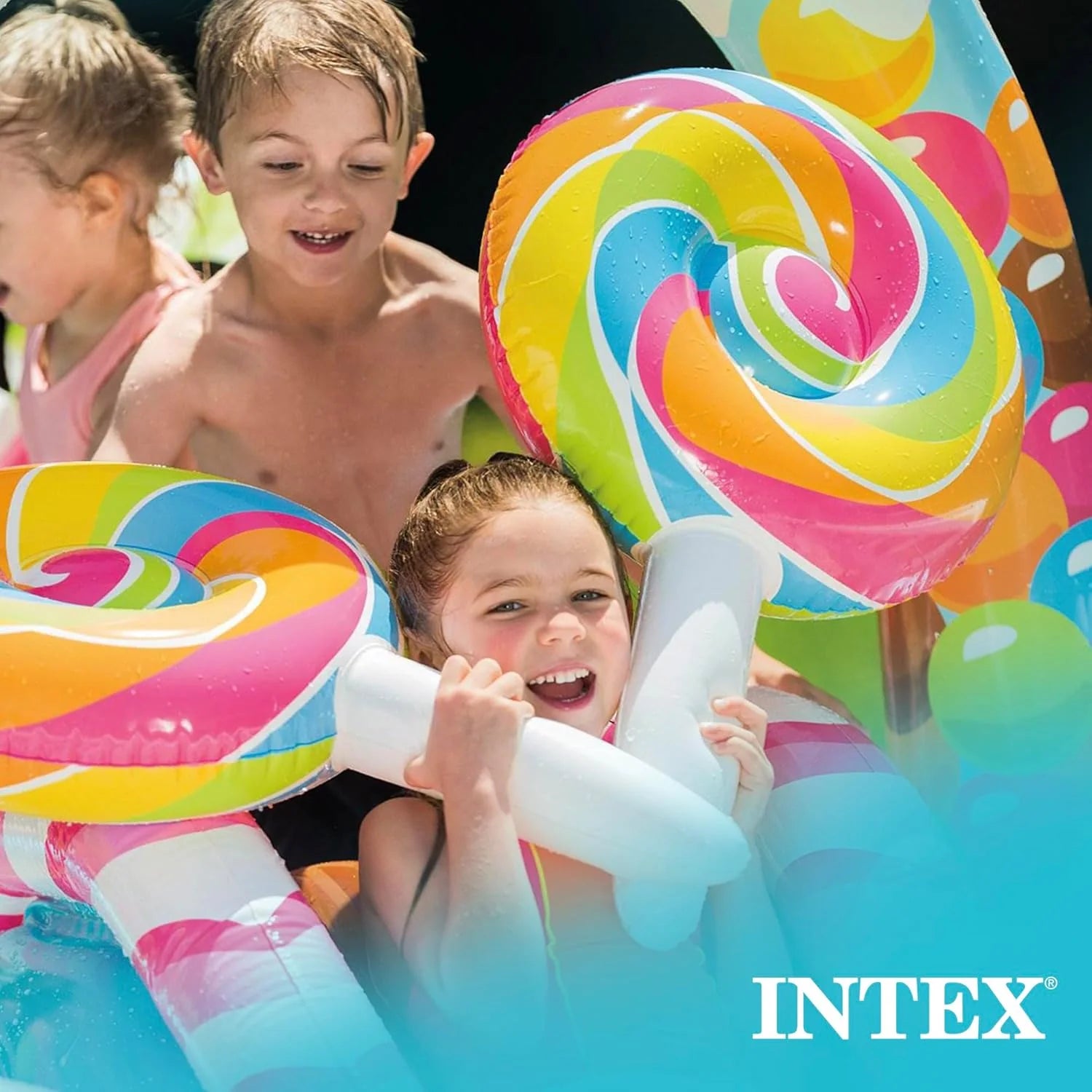 Intex 96 x 78 x 28 Inflatable Jungle Adventure Play Center Spray Kiddie Pool - Backyard Kids Water Slide, Outdoor Blow-Up Splash Pad for Toddlers