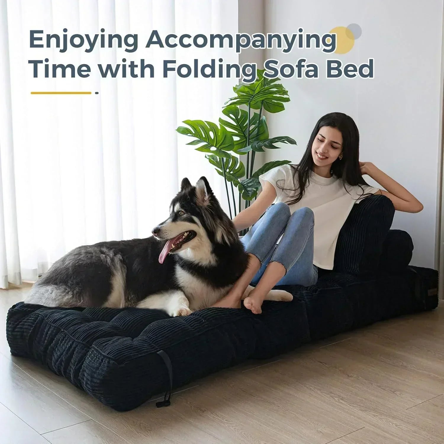 MAXYOYO Folding Sofa Bed Convertible Sleeper Chair with Pillow Foldable Mattress with Back Support