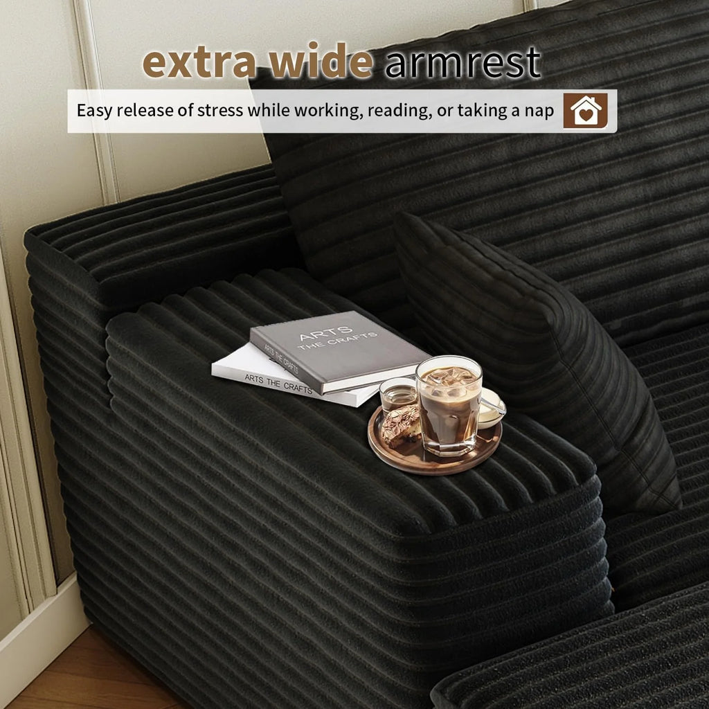 107.5 inch Cloud Modular Sectional Sofa with L-Shaped Chaise Lounge, Modern Minimalist Upholstered Sofa Deep Seating Corner Sofa