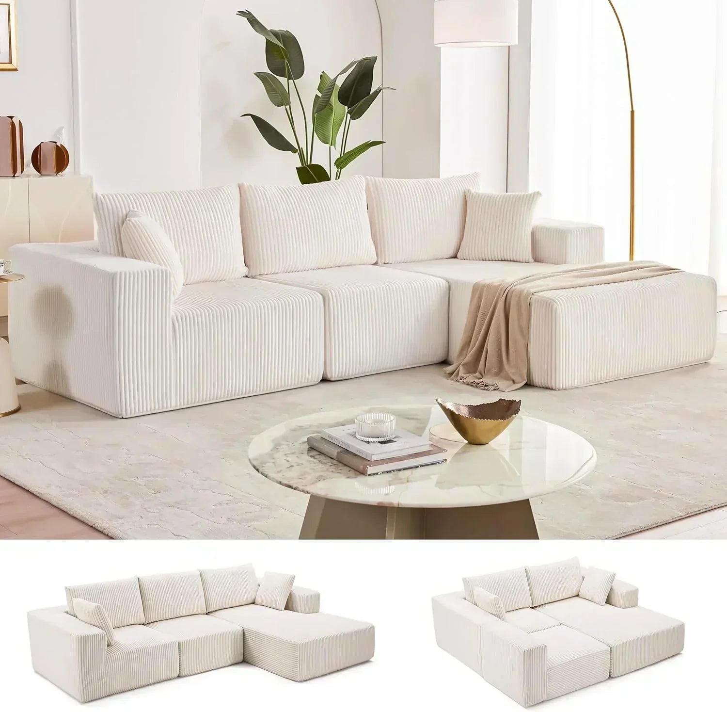 108-inch modular sofa cloud modular sofa with deep seat and reclining chair upholstered sofa
