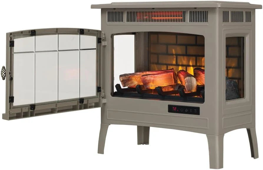 Freestanding Electric Fireplace Stove Heater with 3D Flame Effect for 1,000 Sq. Ft