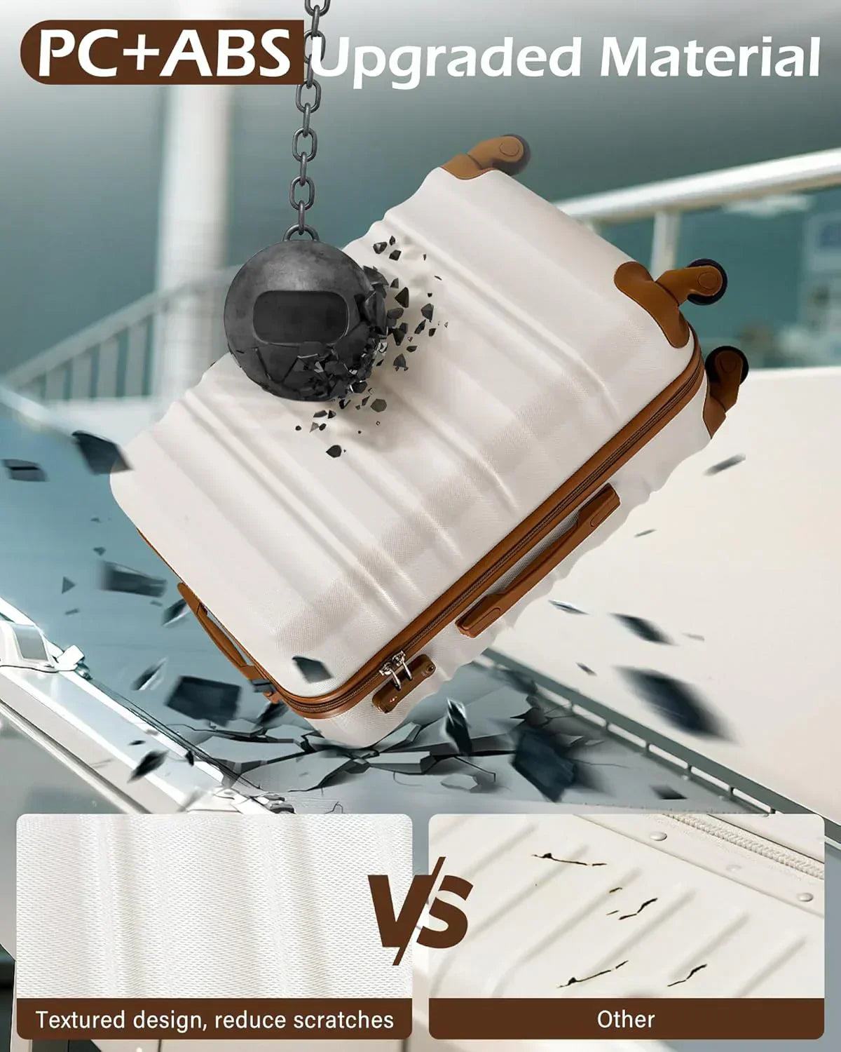 LONG VACATION 6 Piece Luggage Set Carry on Suitcase with ABS+PC hardshell Spinner Wheels