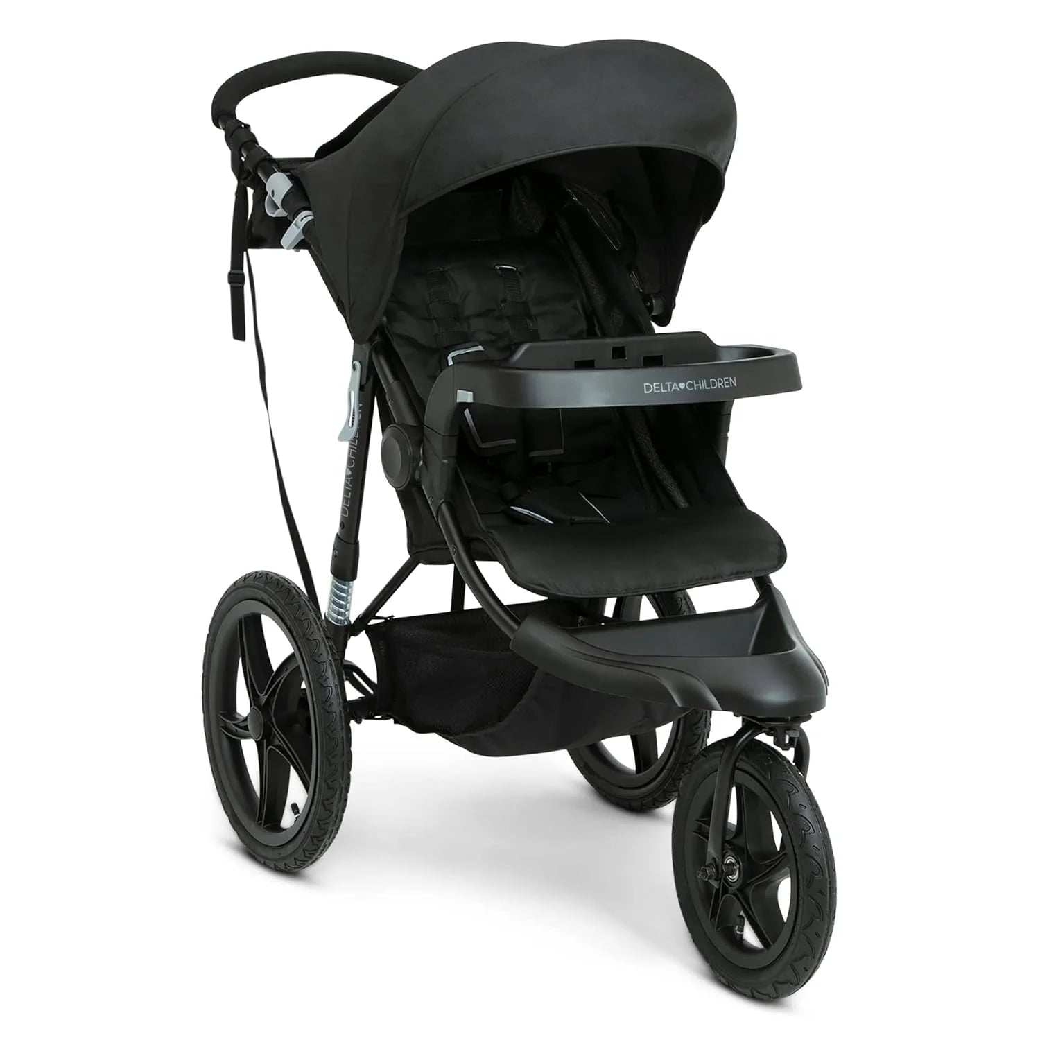 Delta Children Apollo Jogging Stroller Shock Absorbing Frame with Large Canopy Recline